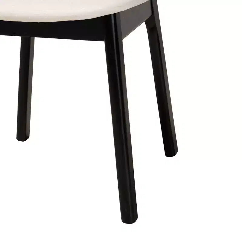 Chaises de salle à manger en tissu et bois Crème/Noir/Marron clair : Revêtement en polyester, Structure en bois d'hévéa