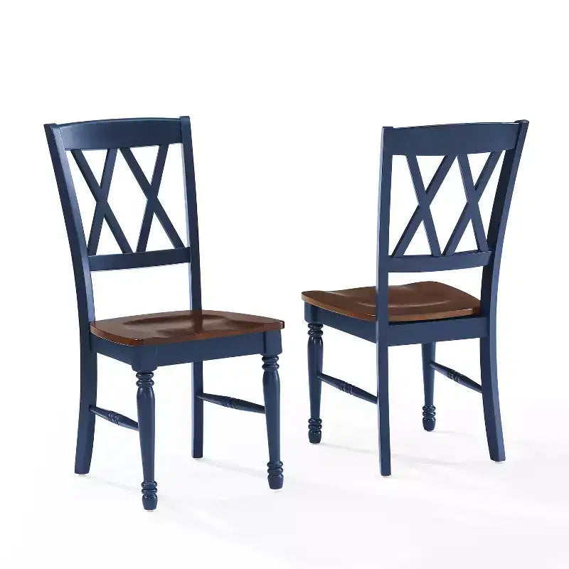 Chaise de salle à manger marine : Structure en bois d'hévéa, Sans accoudoirs, Style ferme traditionnel