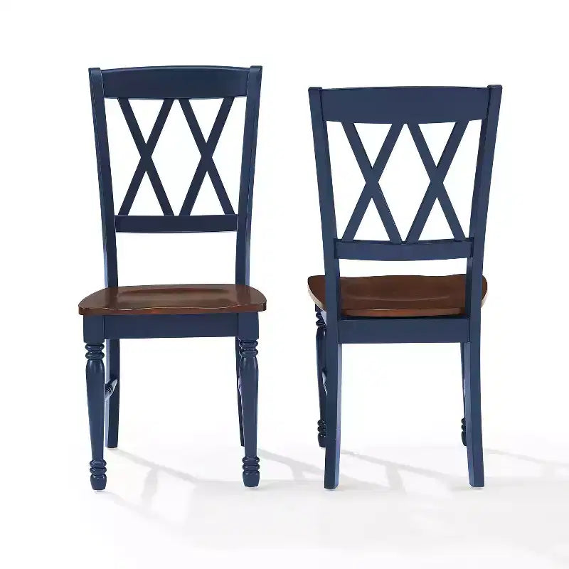 Chaise de salle à manger marine : Structure en bois d'hévéa, Sans accoudoirs, Style ferme traditionnel