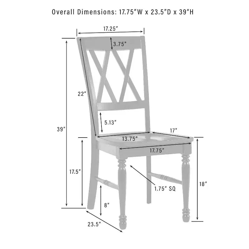 Chaise de salle à manger marine : Structure en bois d'hévéa, Sans accoudoirs, Style ferme traditionnel