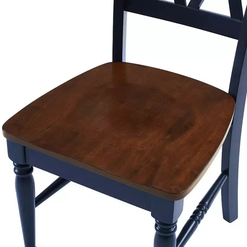 Chaise de salle à manger marine : Structure en bois d'hévéa, Sans accoudoirs, Style ferme traditionnel