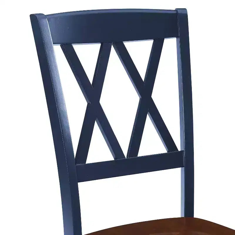 Chaise de salle à manger marine : Structure en bois d'hévéa, Sans accoudoirs, Style ferme traditionnel