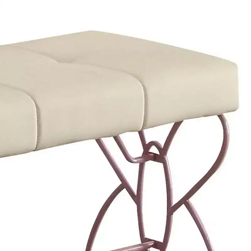 Poufs et bancs de 32" Blanc/Violet clair - : Rectangulaire capitonné avec cadre en métal