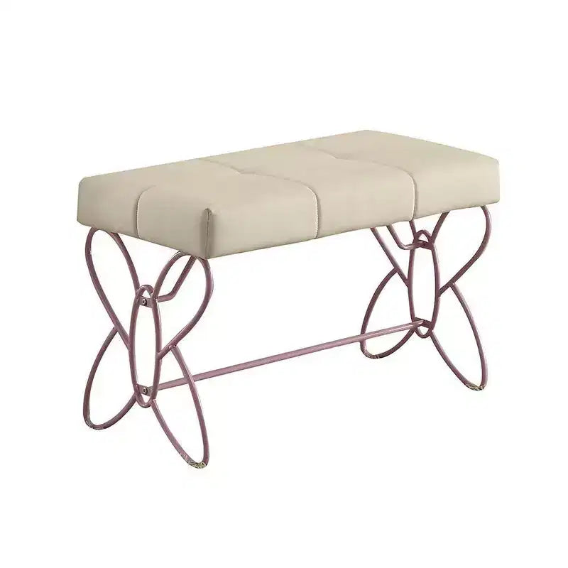 Poufs et bancs de 32" Blanc/Violet clair - : Rectangulaire capitonné avec cadre en métal