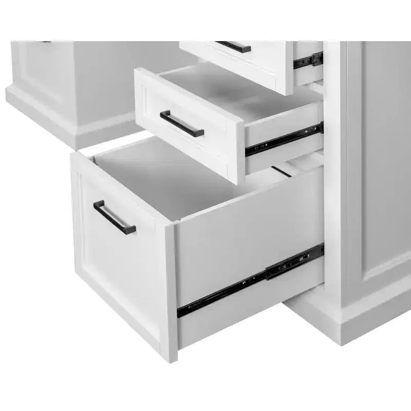 Bureau Credenza Moderne en Bois avec Huche, Entièrement Assemblé, Blanc - Collection