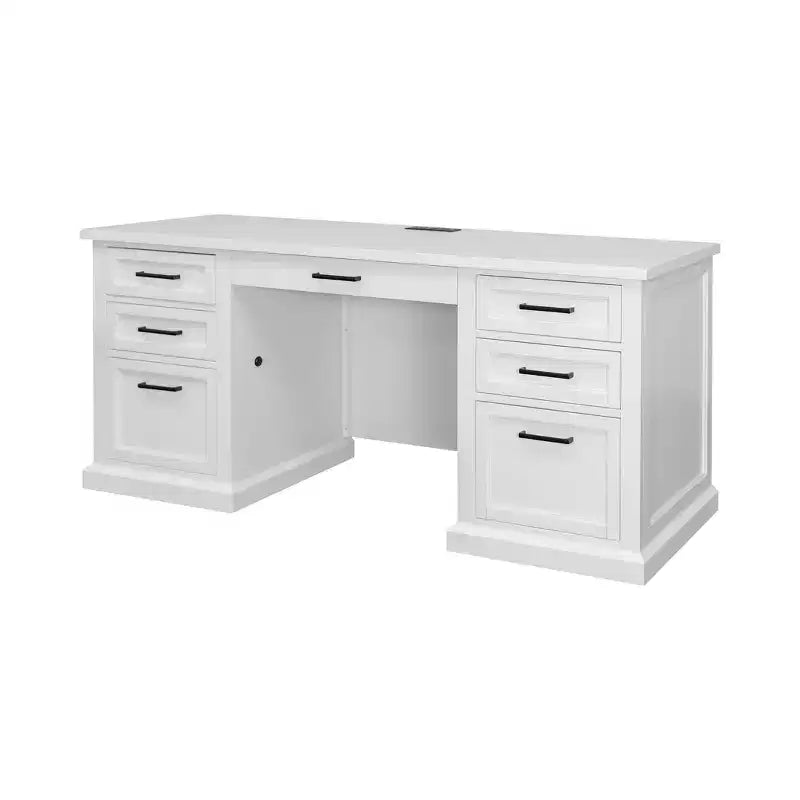 Bureau Credenza Moderne en Bois avec Huche, Entièrement Assemblé, Blanc - Collection