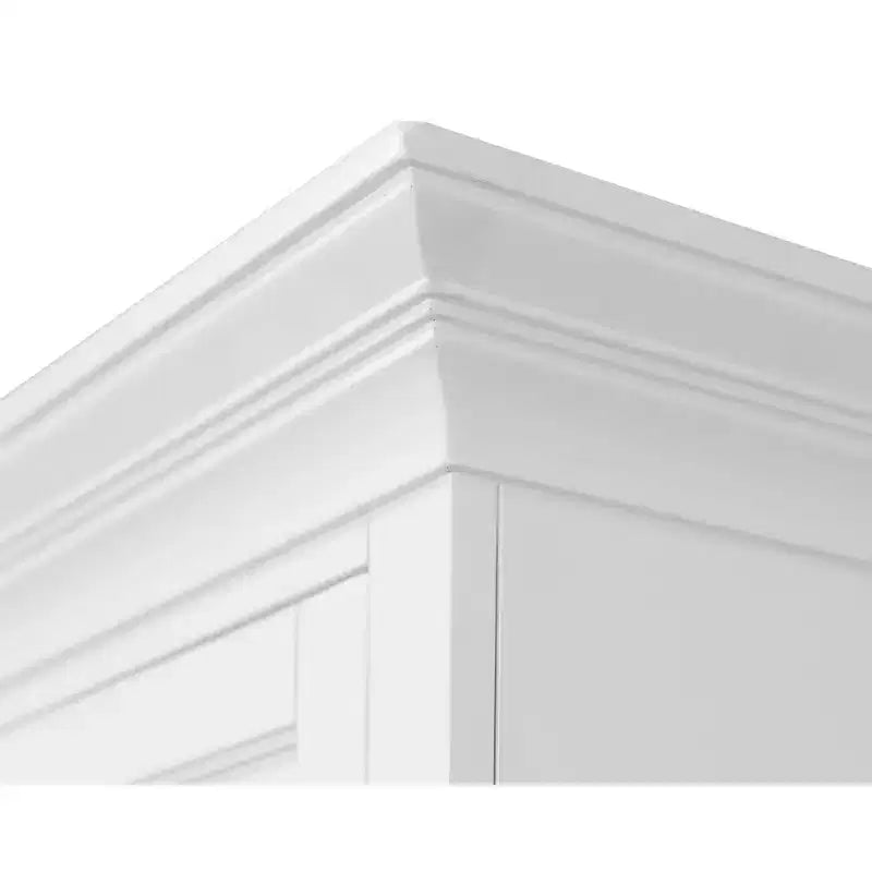 Bureau Credenza Moderne en Bois avec Huche, Entièrement Assemblé, Blanc - Collection
