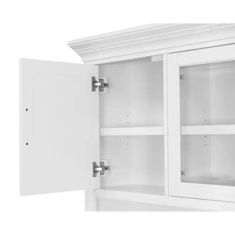 Bureau Credenza Moderne en Bois avec Huche, Entièrement Assemblé, Blanc - Collection