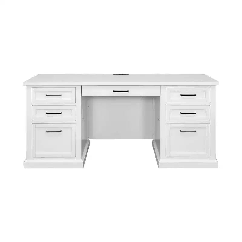 Bureau Credenza Moderne en Bois avec Huche, Entièrement Assemblé, Blanc - Collection
