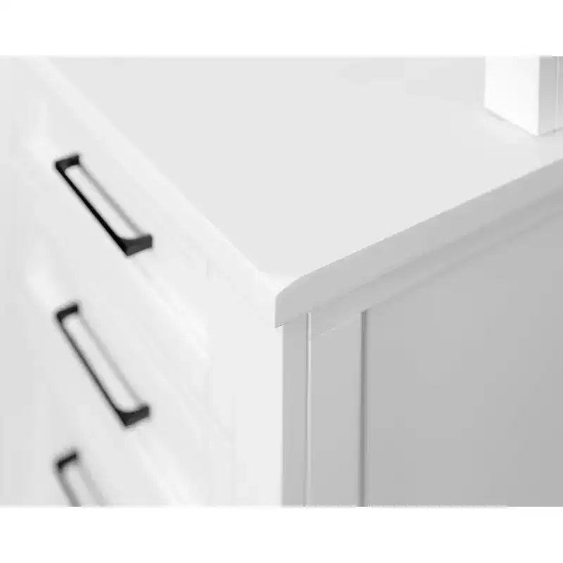 Bureau Credenza Moderne en Bois avec Huche, Entièrement Assemblé, Blanc - Collection