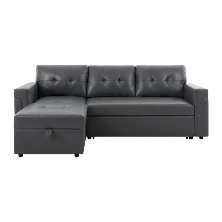 Canapé d'angle réversible convertible avec lit gigogne, méridienne de rangement et pieds durables