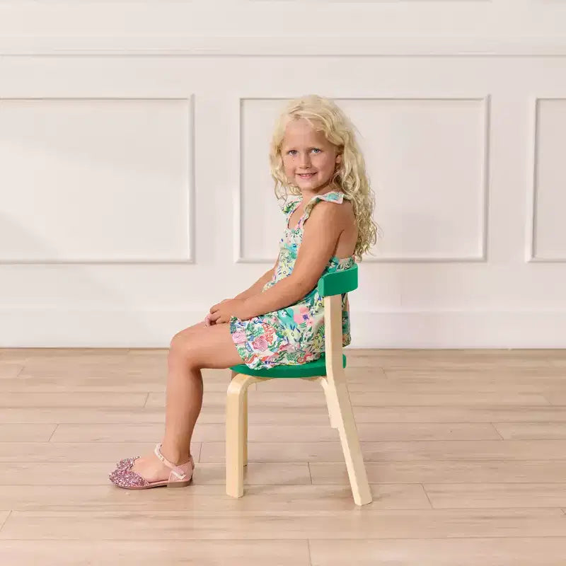 Ensemble de 5 meubles pour enfants ECR4Kids, table en bois courbé et chaises à dossier incurvé