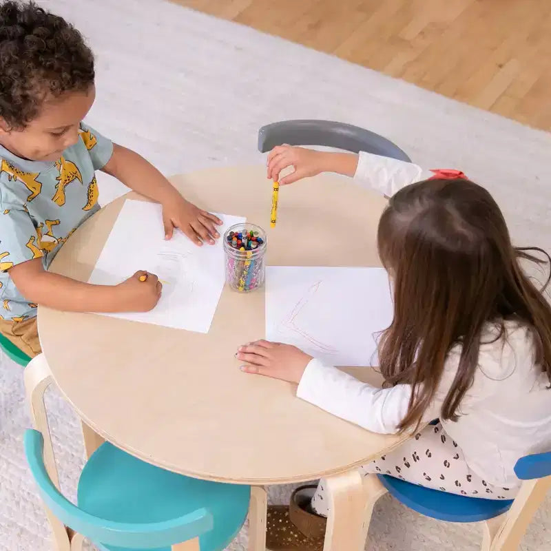 Ensemble de 5 meubles pour enfants ECR4Kids, table en bois courbé et chaises à dossier incurvé
