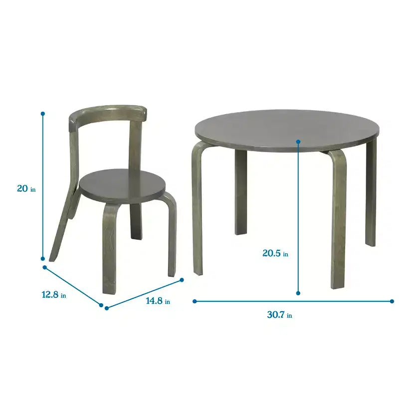 Ensemble de 5 meubles pour enfants ECR4Kids, table en bois courbé et chaises à dossier incurvé