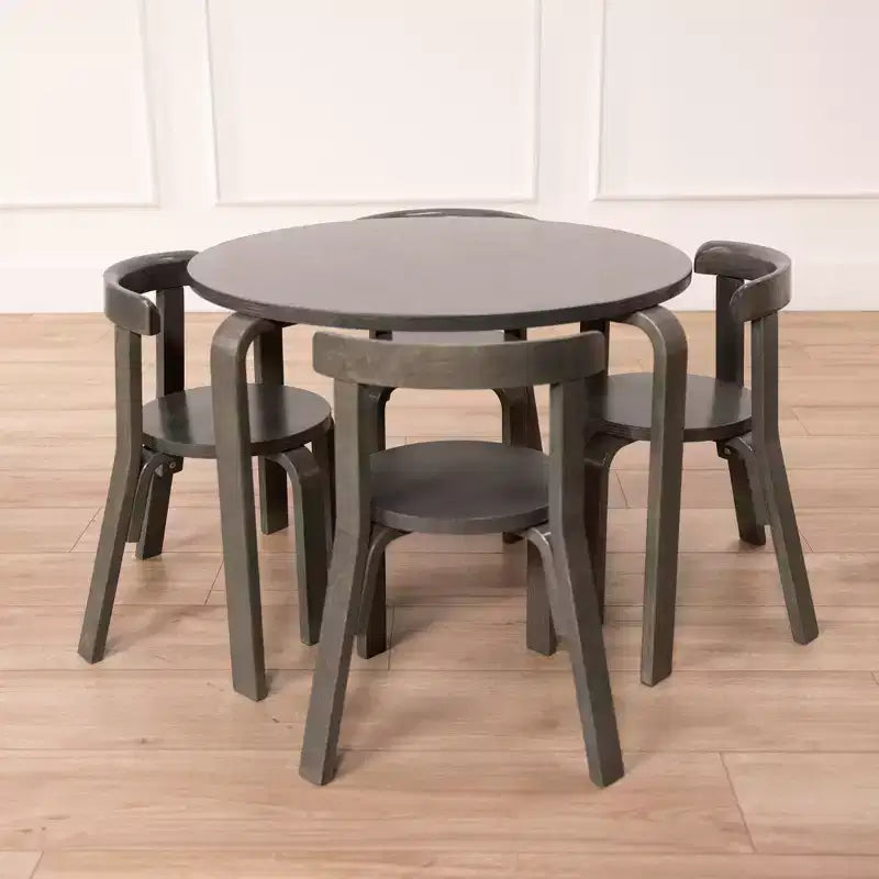 Ensemble de 5 meubles pour enfants ECR4Kids, table en bois courbé et chaises à dossier incurvé
