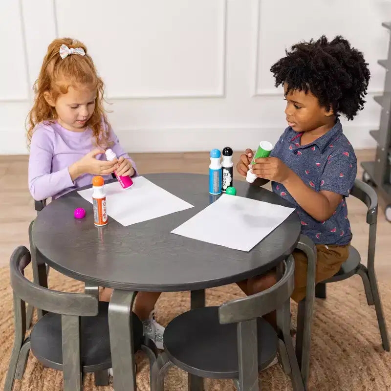 Ensemble de 5 meubles pour enfants ECR4Kids, table en bois courbé et chaises à dossier incurvé