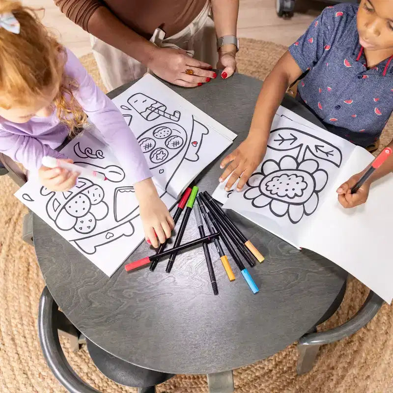 Ensemble de 5 meubles pour enfants ECR4Kids, table en bois courbé et chaises à dossier incurvé