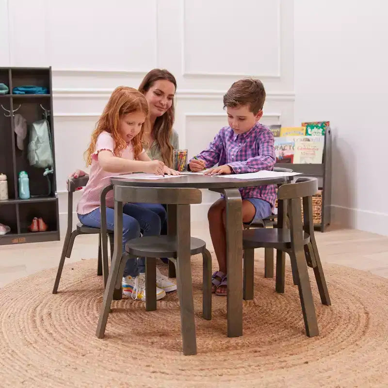 Ensemble de 5 meubles pour enfants ECR4Kids, table en bois courbé et chaises à dossier incurvé