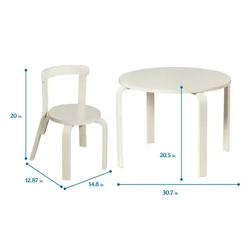 Ensemble de 5 meubles pour enfants ECR4Kids, table en bois courbé et chaises à dossier incurvé