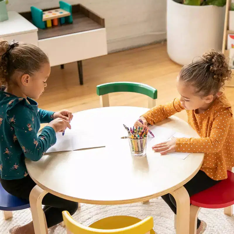 Ensemble de 5 meubles pour enfants ECR4Kids, table en bois courbé et chaises à dossier incurvé