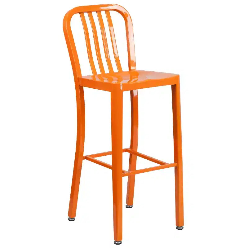 Flash Furniture Table de bar ronde 24" en métal de qualité commerciale pour intérieur/extérieur avec 2 tabourets à dossier à lattes verticales