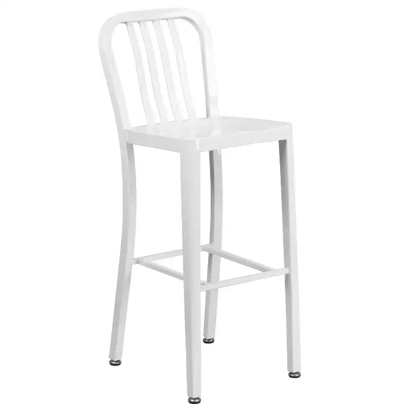 Flash Furniture Table de bar ronde 24" en métal de qualité commerciale pour intérieur/extérieur avec 2 tabourets à dossier à lattes verticales