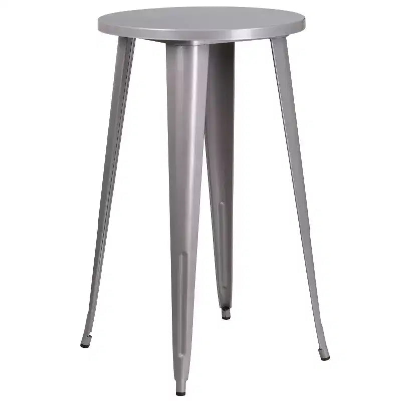 Flash Furniture Table de bar ronde 24" en métal de qualité commerciale pour intérieur/extérieur avec 2 tabourets à dossier à lattes verticales