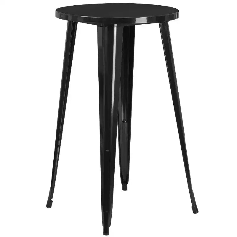 Flash Furniture Table de bar ronde 24" en métal de qualité commerciale pour intérieur/extérieur avec 2 tabourets à dossier à lattes verticales