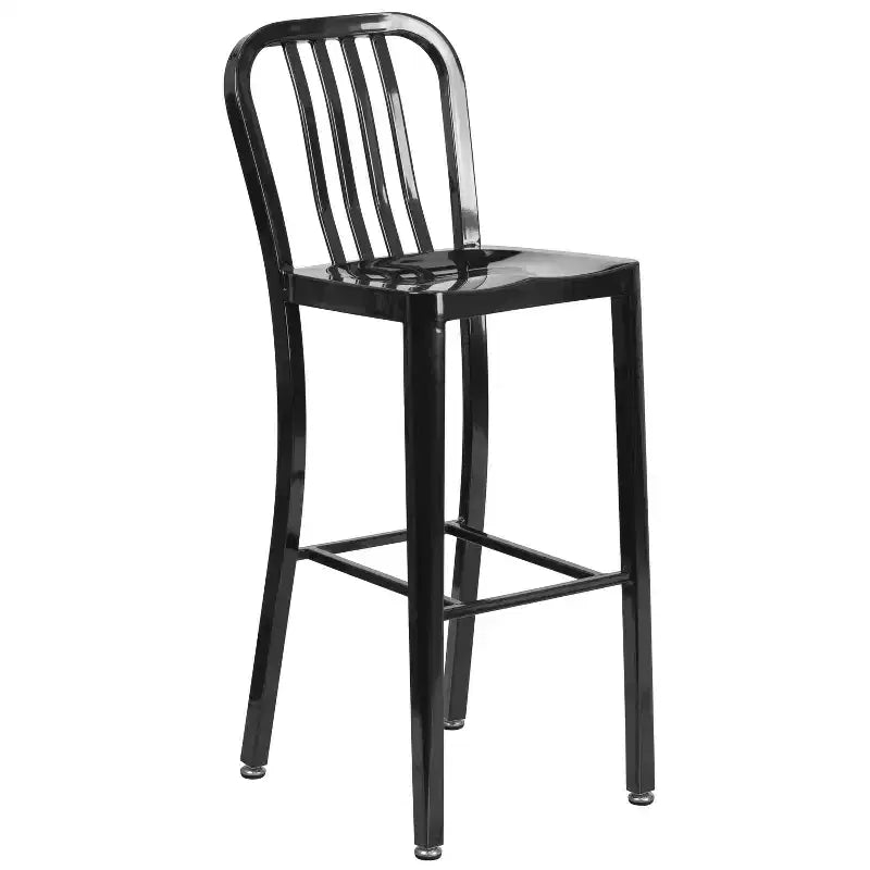 Flash Furniture Table de bar ronde 24" en métal de qualité commerciale pour intérieur/extérieur avec 2 tabourets à dossier à lattes verticales