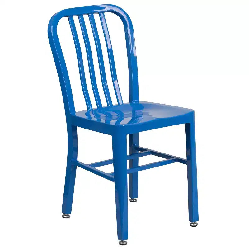 Flash Furniture Ensemble table ronde en métal de 61 cm de qualité commerciale pour intérieur/extérieur avec 2 chaises à dossier à barreaux verticaux