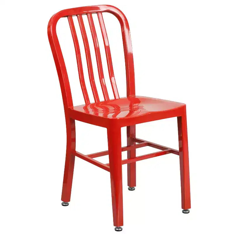Flash Furniture Ensemble table ronde en métal de 61 cm de qualité commerciale pour intérieur/extérieur avec 2 chaises à dossier à barreaux verticaux