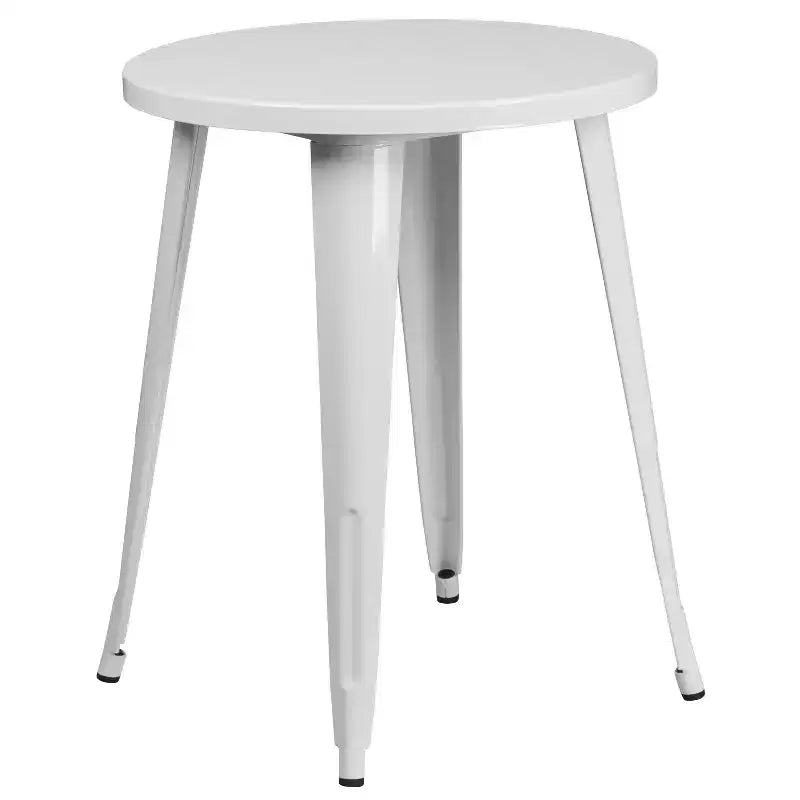 Flash Furniture Ensemble table ronde en métal de 61 cm de qualité commerciale pour intérieur/extérieur avec 2 chaises à dossier à barreaux verticaux