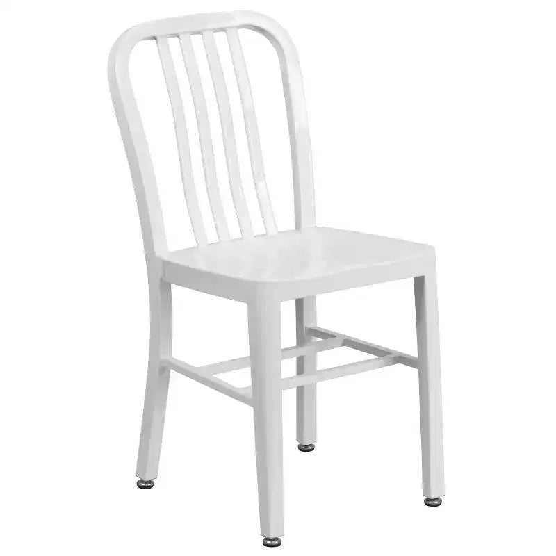 Flash Furniture Ensemble table ronde en métal de 61 cm de qualité commerciale pour intérieur/extérieur avec 2 chaises à dossier à barreaux verticaux