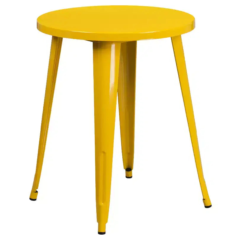 Flash Furniture Ensemble table ronde en métal de 61 cm de qualité commerciale pour intérieur/extérieur avec 2 chaises à dossier à barreaux verticaux
