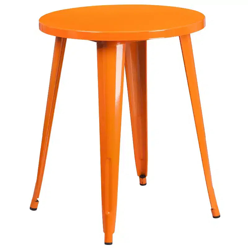 Flash Furniture Ensemble table ronde en métal de 61 cm de qualité commerciale pour intérieur/extérieur avec 2 chaises à dossier à barreaux verticaux