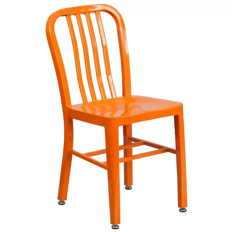 Flash Furniture Ensemble table ronde en métal de 61 cm de qualité commerciale pour intérieur/extérieur avec 2 chaises à dossier à barreaux verticaux