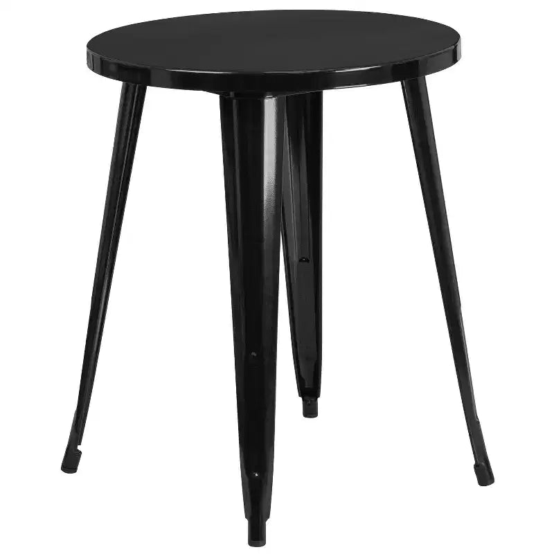 Flash Furniture Ensemble table ronde en métal de 61 cm de qualité commerciale pour intérieur/extérieur avec 2 chaises à dossier à barreaux verticaux