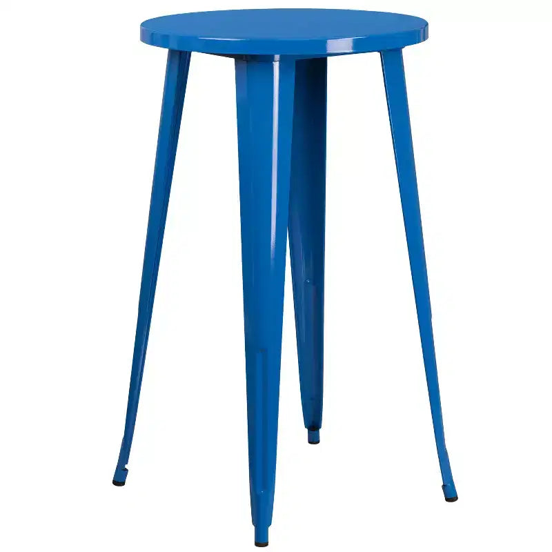 Ensemble table de bar ronde en métal de 24 po de qualité commerciale Flash Furniture pour l'intérieur et l'extérieur avec 2 tabourets sans dossier à assise carrée