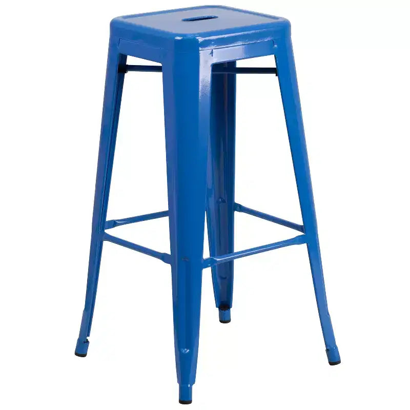 Ensemble table de bar ronde en métal de 24 po de qualité commerciale Flash Furniture pour l'intérieur et l'extérieur avec 2 tabourets sans dossier à assise carrée