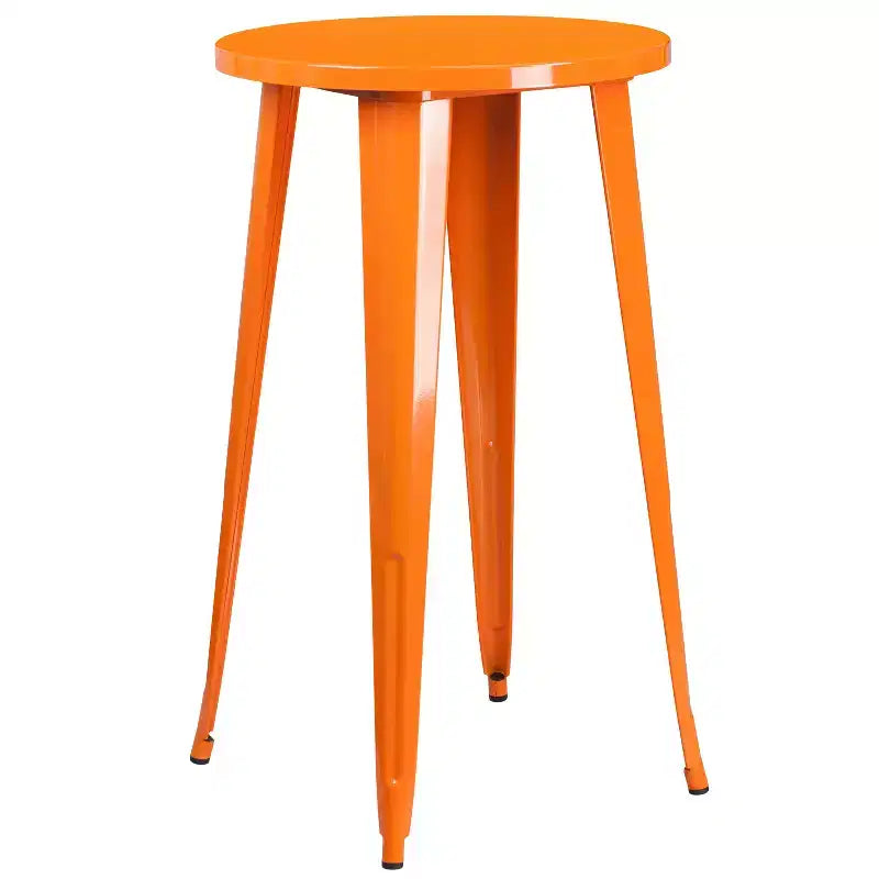 Ensemble table de bar ronde en métal de 24 po de qualité commerciale Flash Furniture pour l'intérieur et l'extérieur avec 2 tabourets sans dossier à assise carrée