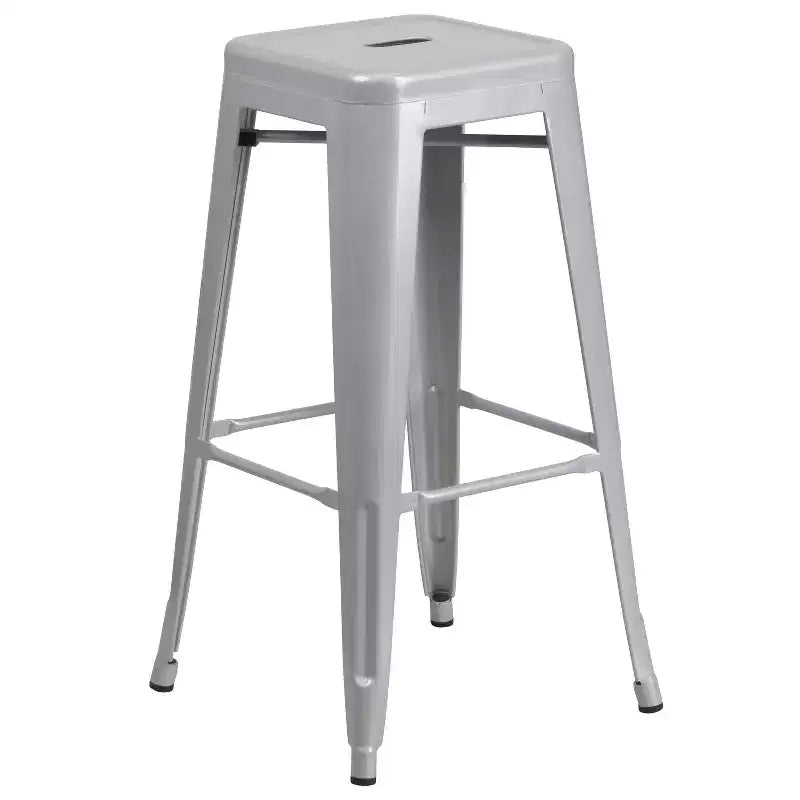 Ensemble table de bar ronde en métal de 24 po de qualité commerciale Flash Furniture pour l'intérieur et l'extérieur avec 2 tabourets sans dossier à assise carrée