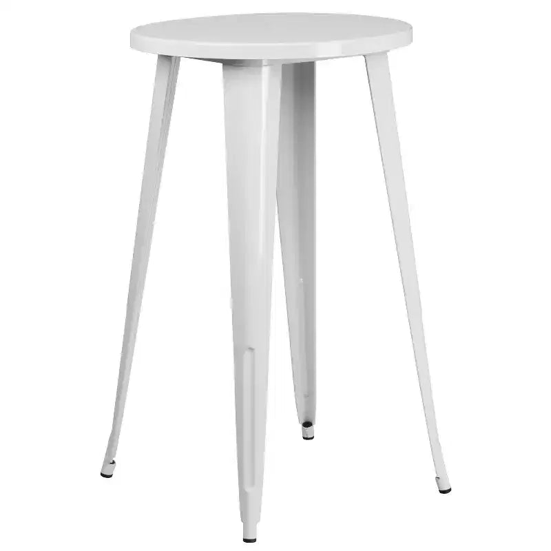 Ensemble table de bar ronde en métal de 24 po de qualité commerciale Flash Furniture pour l'intérieur et l'extérieur avec 2 tabourets sans dossier à assise carrée