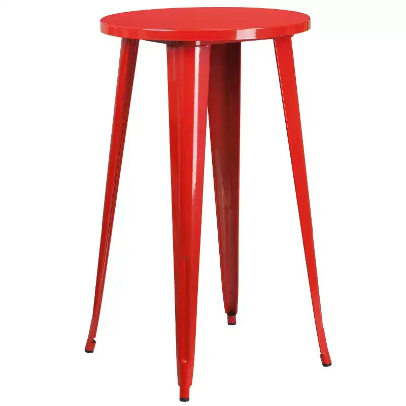 Ensemble table de bar ronde en métal de 24 po de qualité commerciale Flash Furniture pour l'intérieur et l'extérieur avec 2 tabourets sans dossier à assise carrée