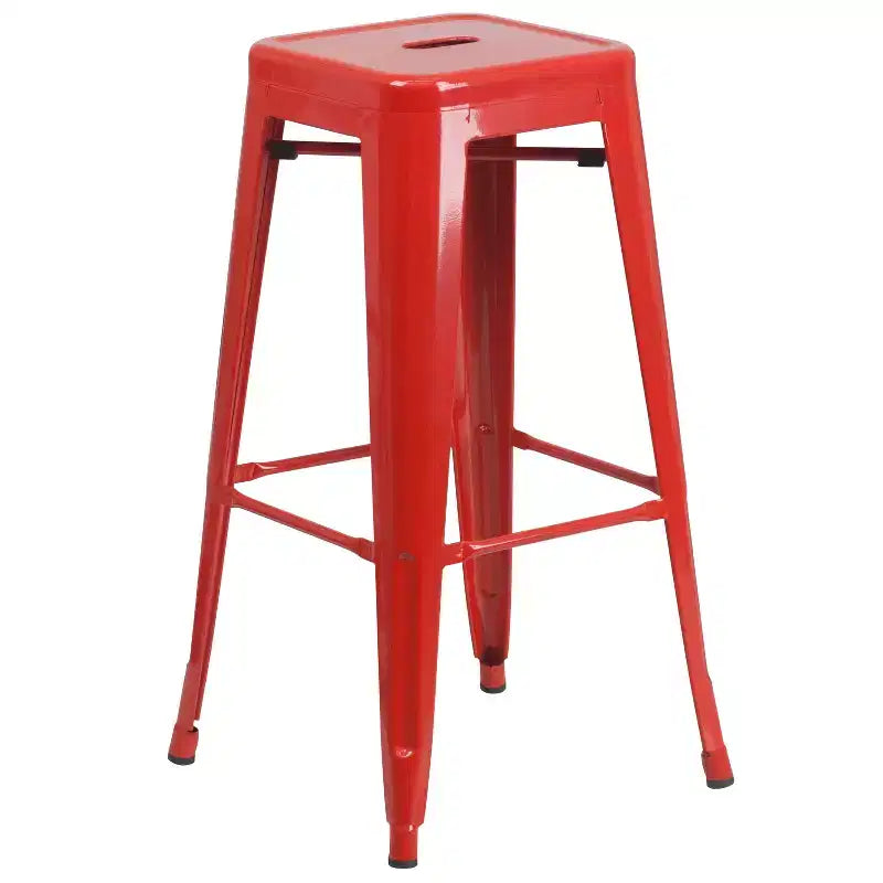 Ensemble table de bar ronde en métal de 24 po de qualité commerciale Flash Furniture pour l'intérieur et l'extérieur avec 2 tabourets sans dossier à assise carrée