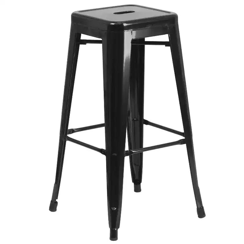 Ensemble table de bar ronde en métal de 24 po de qualité commerciale Flash Furniture pour l'intérieur et l'extérieur avec 2 tabourets sans dossier à assise carrée