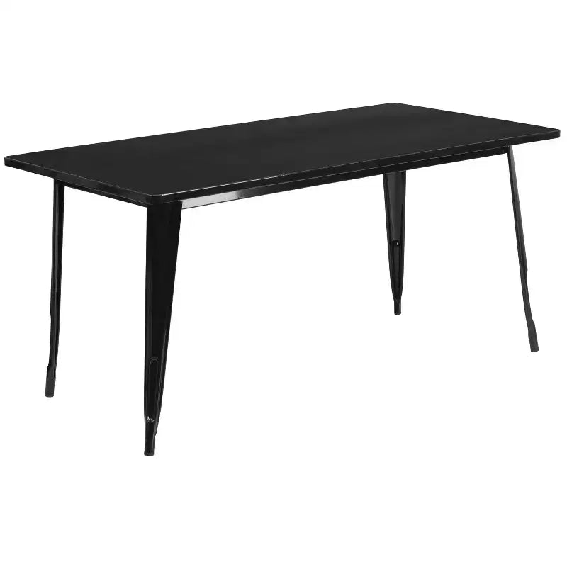 Ensemble table rectangulaire en métal d'intérieur/extérieur Flash Furniture de qualité commerciale, 80 x 160 cm, avec 4 chaises empilables