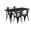 Ensemble table rectangulaire en métal d'intérieur/extérieur Flash Furniture de qualité commerciale, 80 x 160 cm, avec 4 chaises empilables