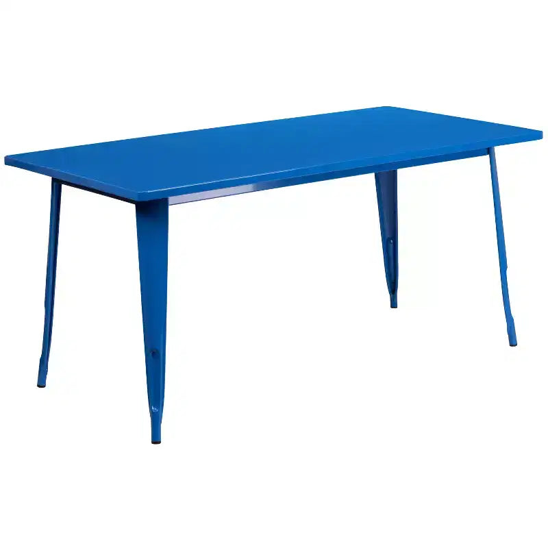 Ensemble de table rectangulaire en métal 31,5 x 63 de qualité commerciale Flash Furniture avec 6 chaises à accoudoirs, pour l'intérieur et l'extérieur