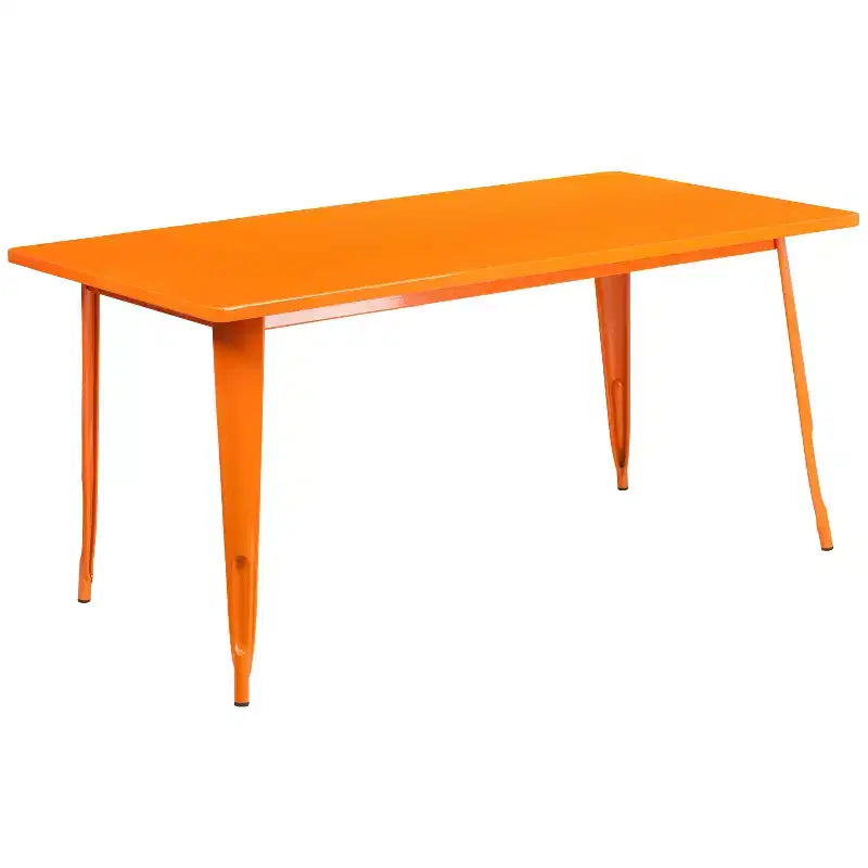 Ensemble de table rectangulaire en métal 31,5 x 63 de qualité commerciale Flash Furniture avec 6 chaises à accoudoirs, pour l'intérieur et l'extérieur