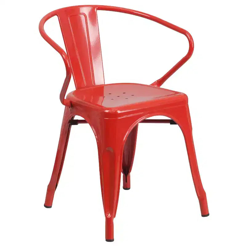 Ensemble de table rectangulaire en métal 31,5 x 63 de qualité commerciale Flash Furniture avec 6 chaises à accoudoirs, pour l'intérieur et l'extérieur